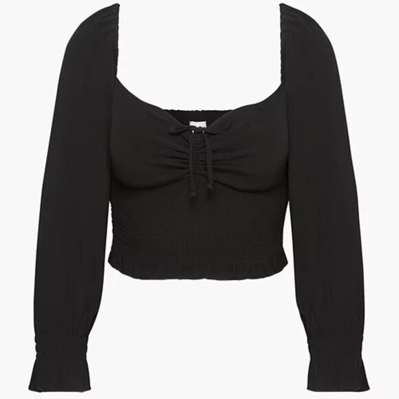 NWT Black Aritzia Wilfred Babaton Sunday Best Sinatra Longsleeve Blouse size s - Picture 4 of 9
